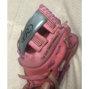 Child Rawlings PL158PB Baseball Glove Mitt Thrower Basket-Web Pad 9” Pink
